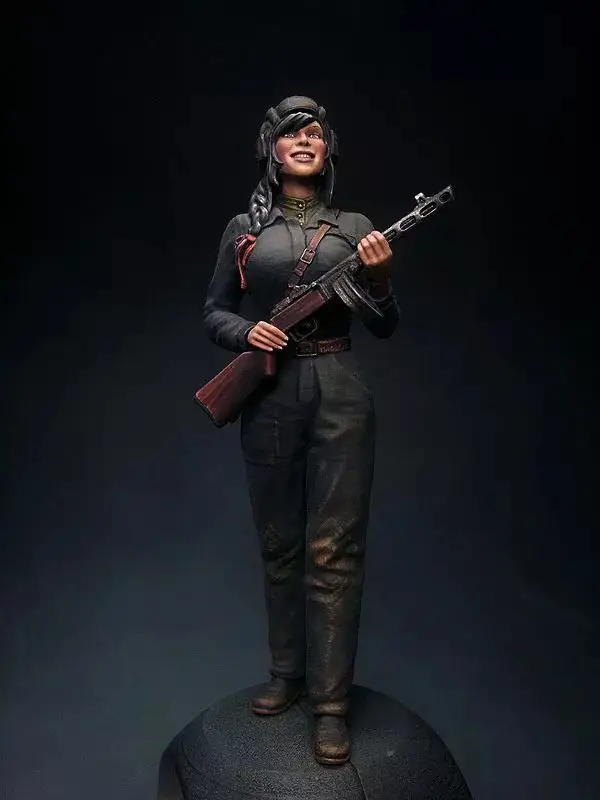 1/16 Skala Harpiks Figur WWII Sovjetiske Kvindelige Soldat 120mm