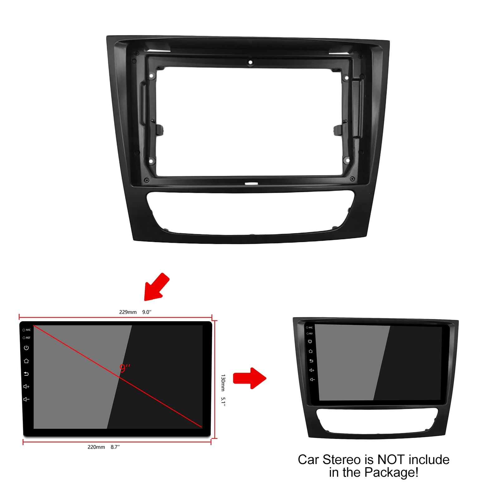 1/2Din Bil CD-DVD-Frame Lyd Montering Adapter Dash Trim Kits Facia Panel 9