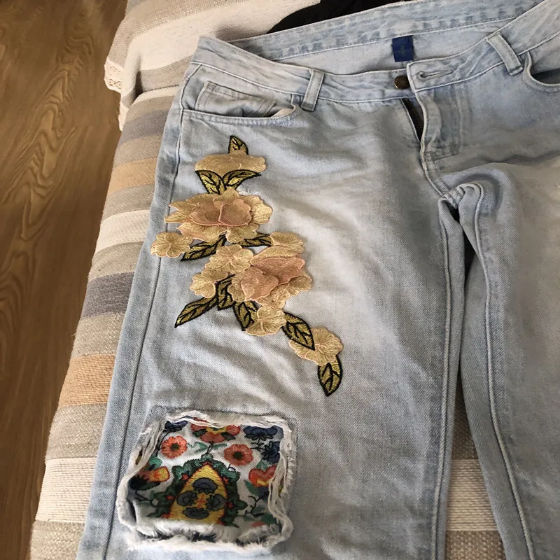 1 par 3D personlighed broderi syning blomst plaster jeans jakke, nederdel bryllup udsmykning DIY fashion decal applique