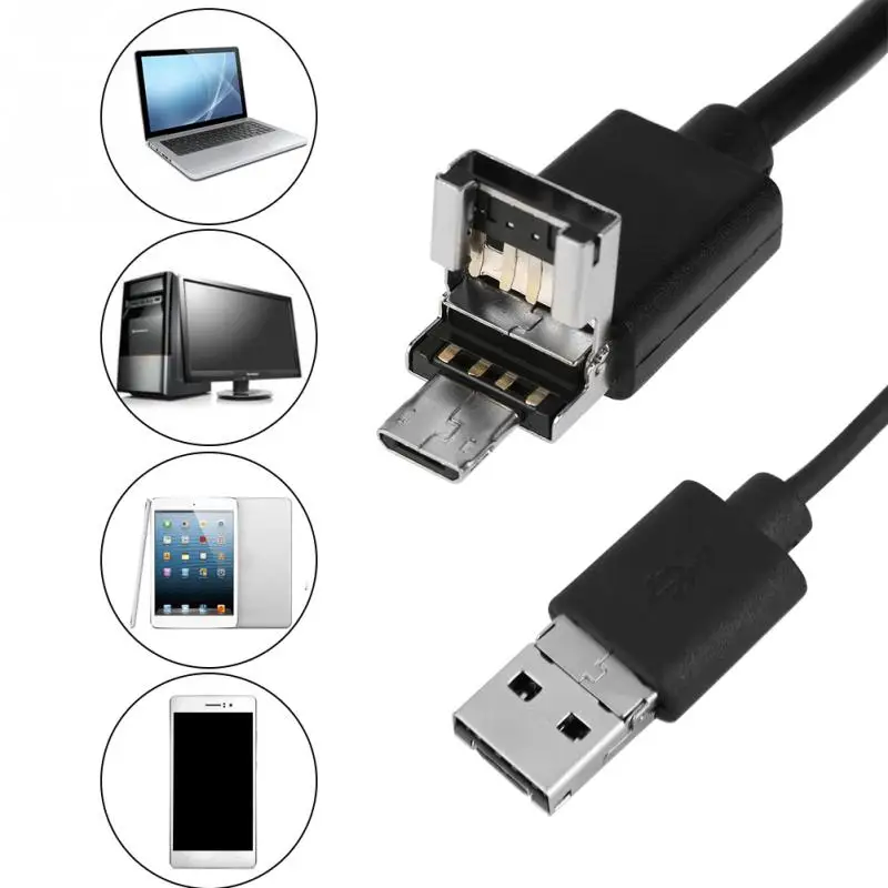 1 stk USB2.0 60 grader IP67 Sort 5 Meter USB-OTG Endoskop med 2-Megapixel Vandtæt Kamera til Rør Bil Inspektion Ny
