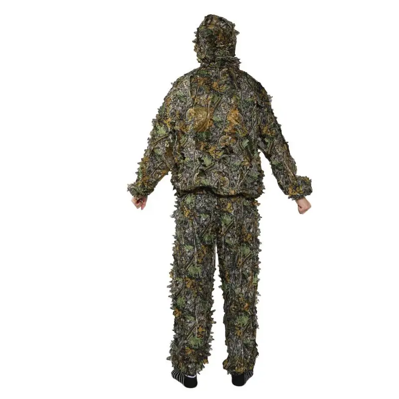 1 Sæt Jagt Tøj 3D Blad, Frakke, Bukser Camouflage Udendørs Jungle Watch Fugl
