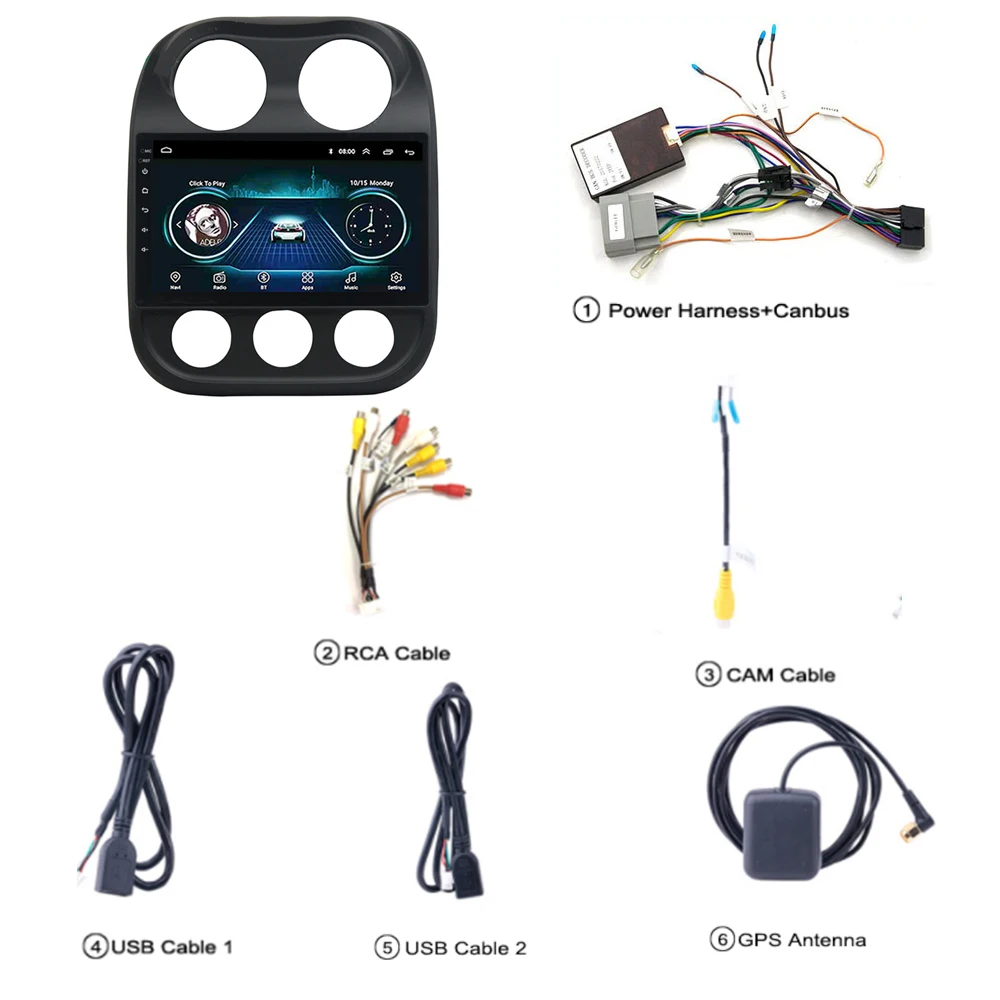 10.1 Tommer Android 2 For Din JEEP Compass 2009-2016 Bil Radio Mms Video-Afspiller, Navigation, GPS, Bluetooth, Wifi