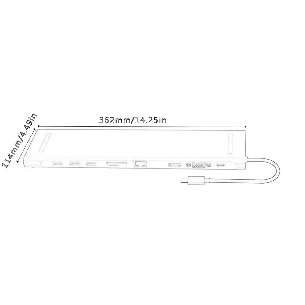 10 I 1 Multi USB-C-HUB Til HDMI VGA USB-Audio-Adapter Til MacBook Type C-HUB-Dockingstation Til Bærbar