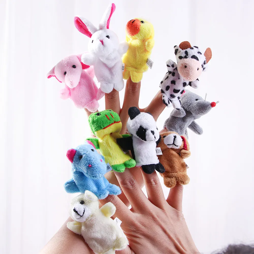 10 Stk Søde Tegneserie Dyr Familien Finger Dukker, Bamser Barn Baby Finger Dukke Fortælle Historien Rekvisitter Drenge Piger Fingerdukker