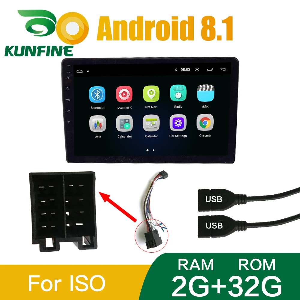 10 TOMMER, 2 GB RAM, 32 GB ROM Android 10.0 Bil radio Mms Video-Afspiller Universal auto Stereo-Bluetooth-Rat kontrol