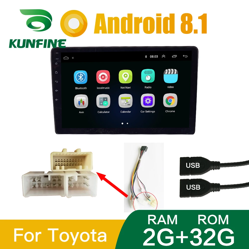 10 TOMMER, 2 GB RAM, 32 GB ROM Android 10.0 Bil radio Mms Video-Afspiller Universal auto Stereo-Bluetooth-Rat kontrol