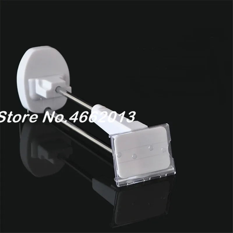 (100 stk/pakke ) 25cm 9.8 tommers længde metal hvid farve magnet sikker låsning kroge til slatwall i detail butikken+ 4 detacher