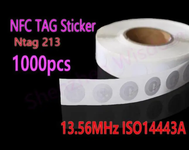 1000pcs/Masse Ntag 213 NFC-Tag, Klistermærker 13,56 MHz ISO14443A Ntag213 NFC Sticker Universal Label RFID-Tag for alle NFC-telefoner