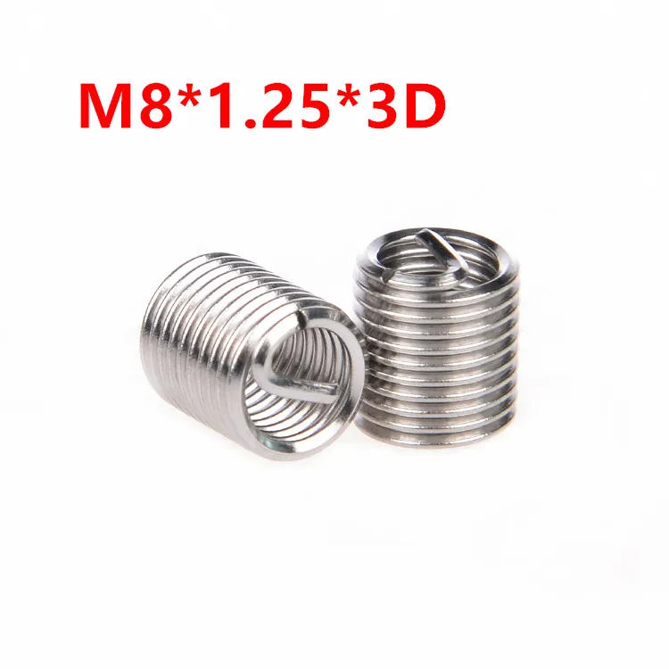 100pcs M8*1.25*3D-Wire Tråd Indsæt, m8x3D Wire skrue, bøsning, M8 Skrue, Bøsning Helicoil Wire Tråd Reparation Skær SUS304