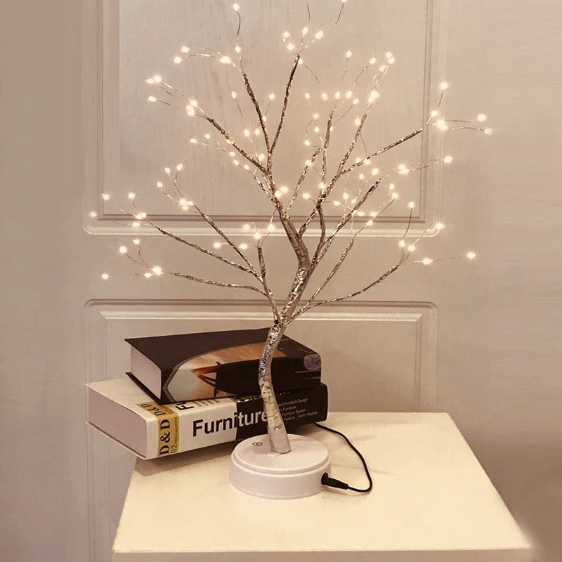 108 LED USB 3D-Table-Lamp kobbertråd Jul grantræ Nat lys til Hjemmet Ferie soveværelse indendørs kids bar Indretning fe lys