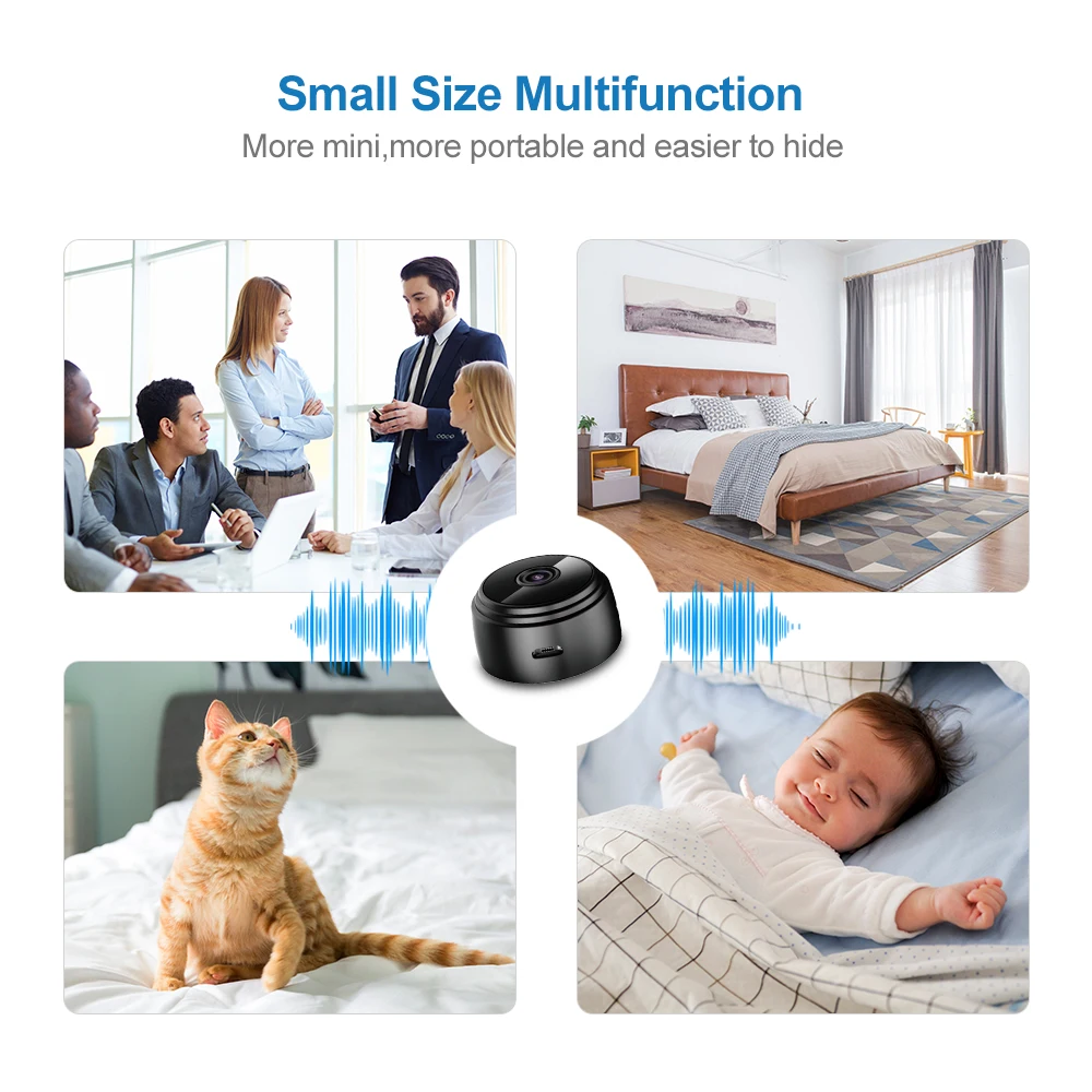 1080P Batteri Magnetiske Vidvinkel Mini Kamera Med Night Vision IR Barnepige Overvågning Sikkerhed Mini Videokamera Til Bil&hjemmebrug