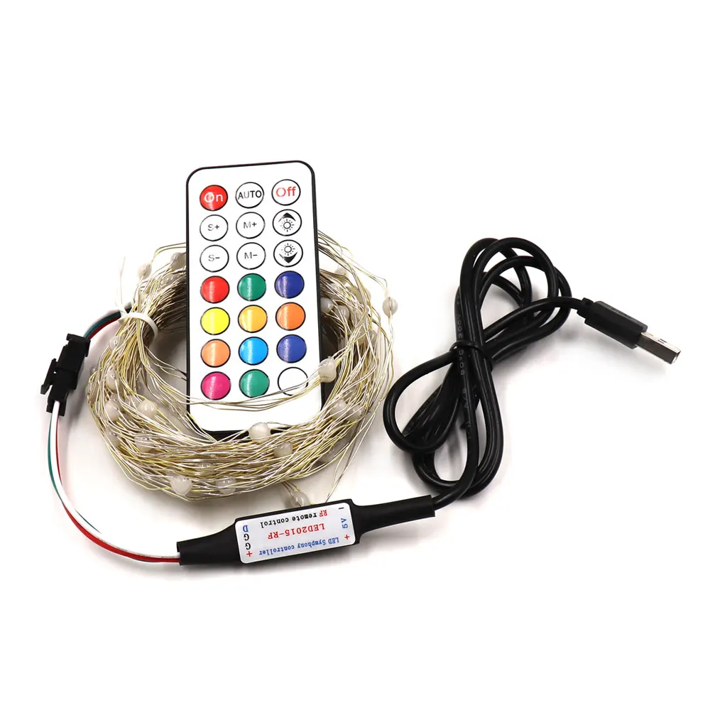 10m 5V USB Drevet Magic RGB Cooper Wire LED String Lys RGBW Farverige Bluetooth Musik App Control Jul Indretning Nat Lampe