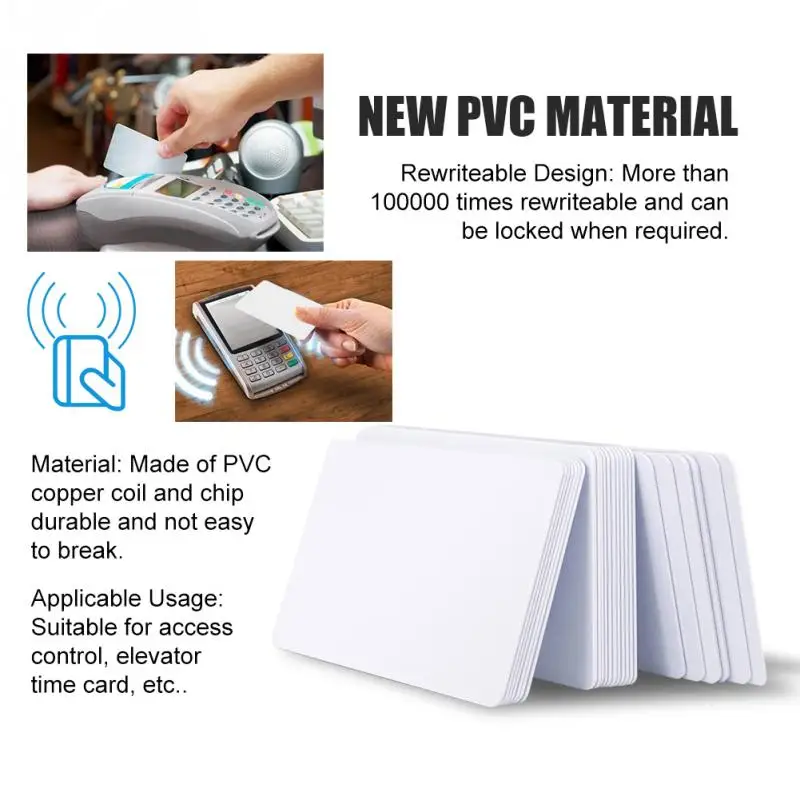 10stk/50stk NTAG215 Smart Elevator Holdbar NFC Kort Skrivbare Hvid Blank Bærbare Access Control Fast Læser Vandtæt PVC