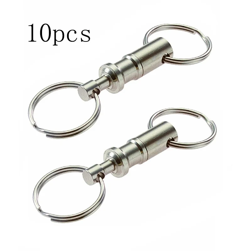 10stk Centrale ChainsDetachable Pull-Apart nøgleringe Quick Release Nøgleringe Nøglering Dobbelt Split Ringe