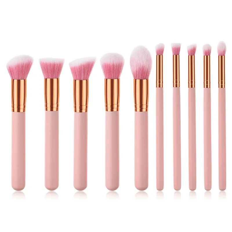 10stk/masse Makeup Pensler Sæt pink håndtag kvinder Foundation, Blush Pulver Blanding af Make Up Pensler Kontur Kosmetiske Værktøj ZZ10B