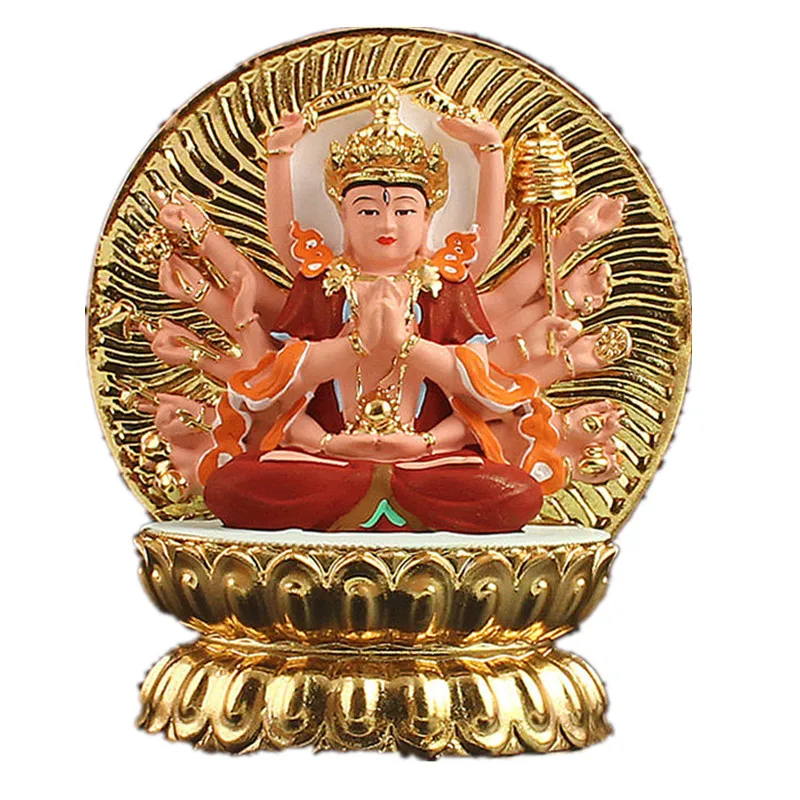 12,5 cm Gold Plating Harpiks Buddhistiske Forsyninger Tibetansk Dorje Tsundi Buddha-Statue,Bil/Home at Sætte Dekorere Bodhisattva Figur