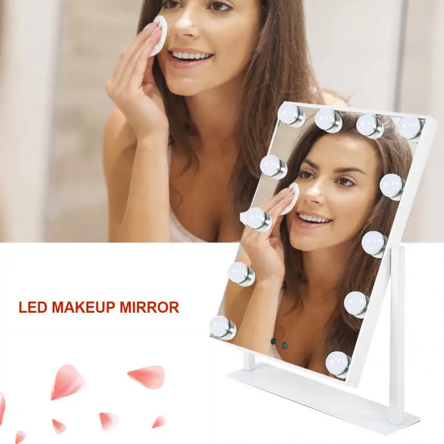 12LEDs Hollywood-Stil Dæmpbar Tabel Pærer Makeup-Spejl Makeup-Lys USB-Drevet 110-240V