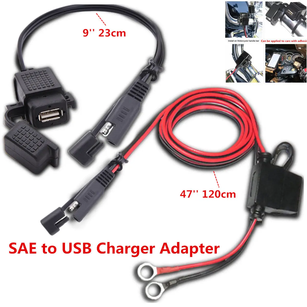 12V 5V 2.1 EN Vandtæt Motorcykel SAE til USB-Mobiltelefon GPS MP4 Oplader Kabel-Adapter Indbygget Sikring Strømforsyning til Bil