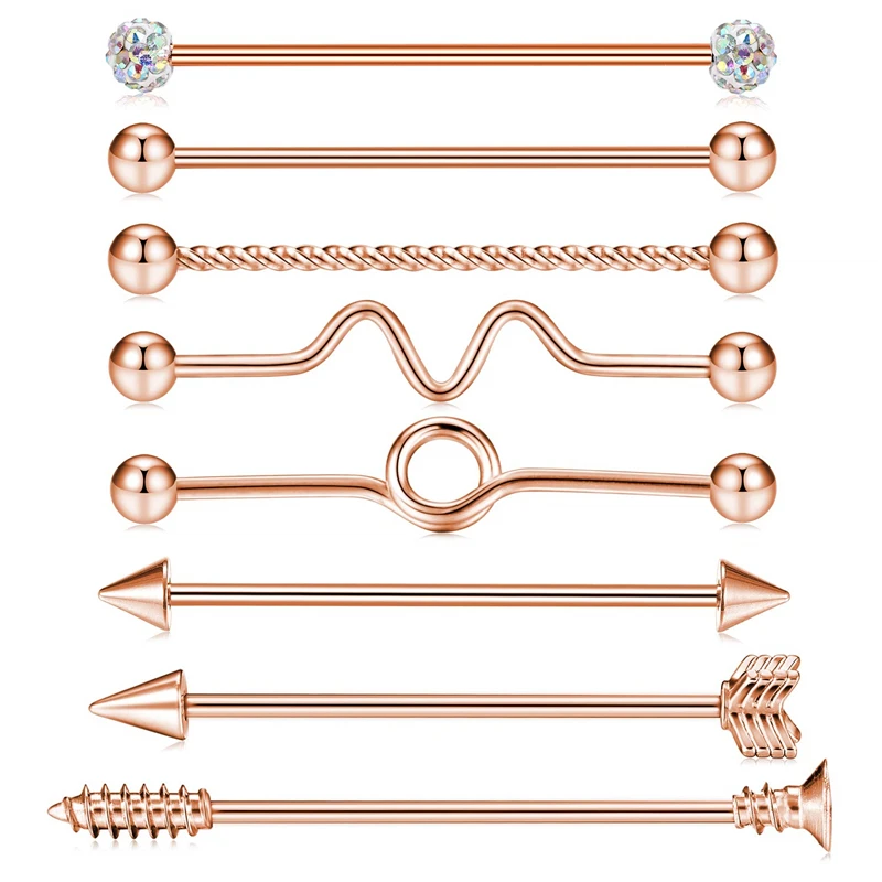 14G Kirurgisk Stål Industrial Barbell til Kvinder, Mænd Brusk Øreringe Organ Piercing Smykker 1 1/2 Tommer 38mm