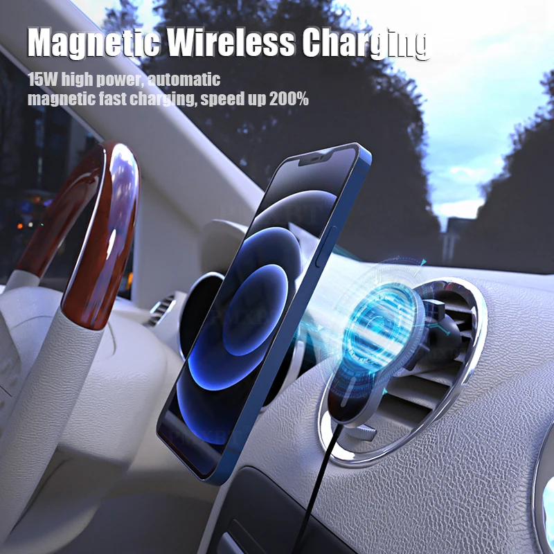 15W Trådløse Oplader, Bil Mount Mag For at Sikre iPhone-12 Pro MAX antal 12mini Magnetiske Auto Oplader QI Hurtig Opladning i Bilen Stå Indehaver