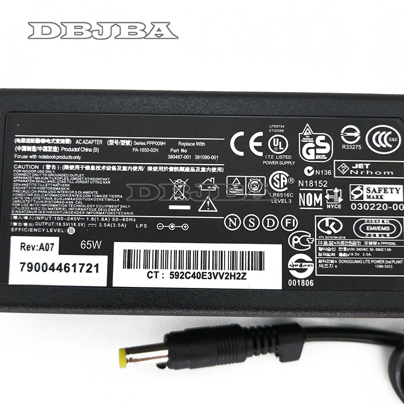 18,5 V 3,5 65w AC Adapter Batteri Oplader til HP PAVILION DV2000 DV6000 DV6500 DV6700 DV9000 DV9700