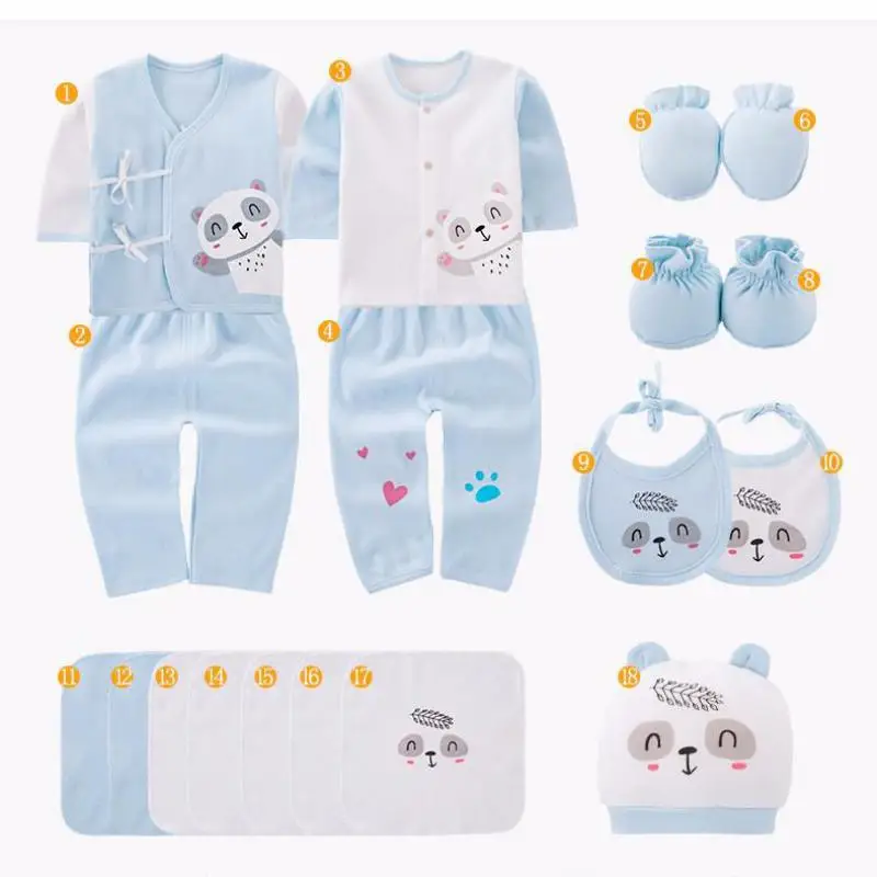 18 Stk/masse Nyfødte Baby Gift Set Kæmmet Bomuld Tøj Spædbarn Pige Rompers Ren Passer Blød Efteråret Drenge Tøj Uden Boks