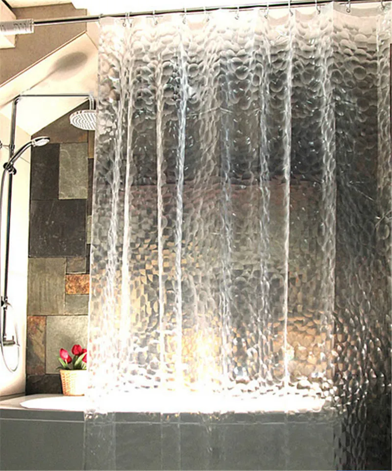 180x180cm Vandtæt Vand Eva 3d badeforhæng med 12 Kroge Ren og skær Badekar til Indretning Badeværelse Tilbehør