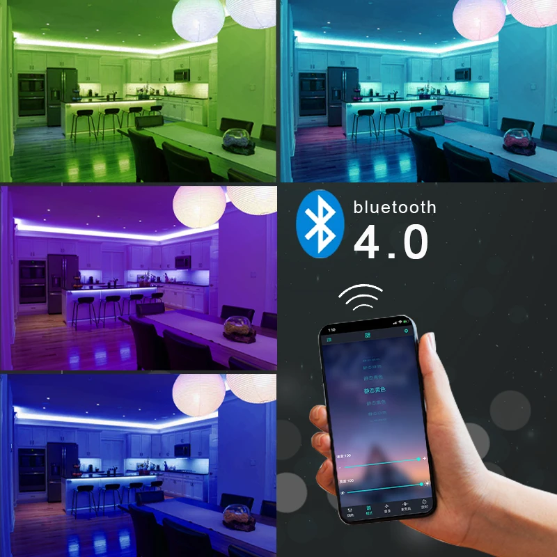 1M 2M 4M 5M LED Strip Light Bluetooth Fjernbetjening Fleksibel LED-Lampe Bånd Bånd RGB-TV Desktop-Skærmens Baggrundslys Diode Bånd