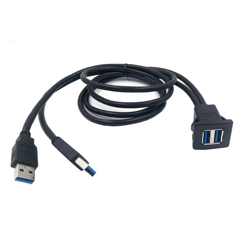 1M/2M Stik Kabel USB 3.0 Auto Bil Flush Mount Mandlige og Kvindelige forlængerledning Betjeningspanel Panel-Pladsen Audio Line til Motorcykel