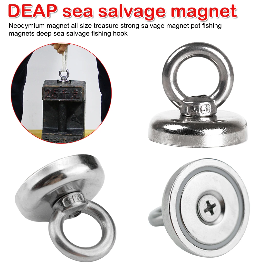 1PC Forte Magneter Al neodimio Super Potente di Ricerca Magneti di Alimentazione Magnetico di Pesca Materiale di Salvataggio værktøj