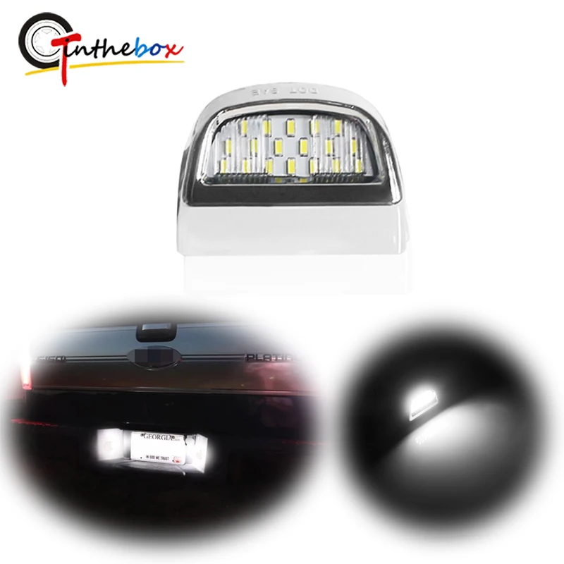 1PC Gtinthebox Krom Sølv Linse Xenon Hvid 18-SMD LED Nummerplade Lys For Chevrolet Silverado GMC Sierra 1500 2500 3500
