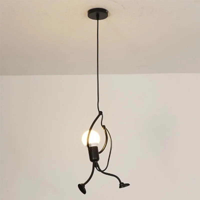 1PC Mode Enkelt Hoved E27 Loft Lampe Holder Simpelt Dukke Swing Lysekrone Moderne Stue Soveværelse Kreative Lys Armatur