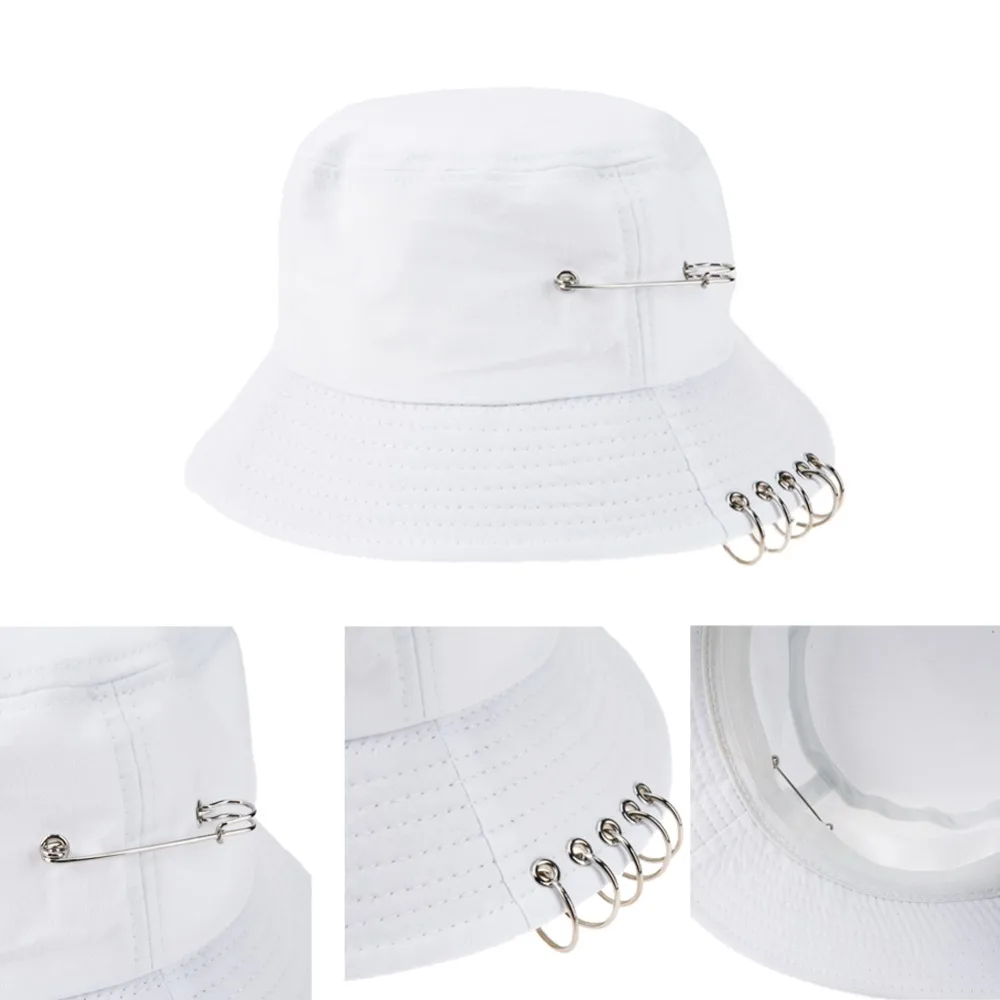 1PC Unisex Kvinder Mænd Bucket Hat Pin Ringe Solhat Caps Sommer Hatte