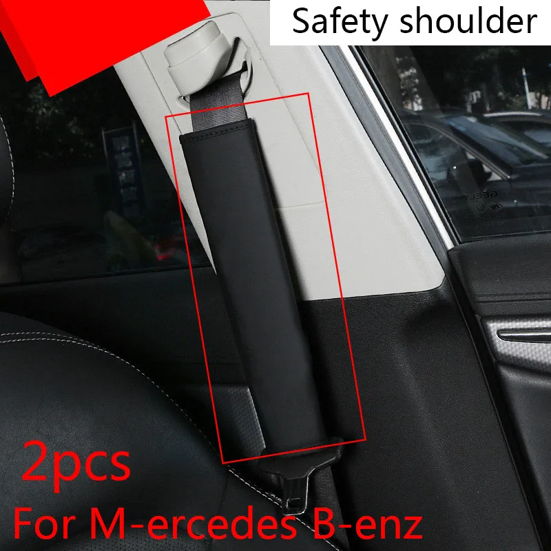 1stk Bil sikkerhedssele shoulder pad pad cover carbon fiber læder sikkerhed skulder beskyttelse sæde beltFor Mercedes Benz AMG A C E