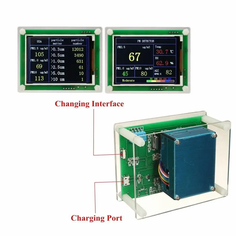 2,8 Tommer husstøv Sensor LCD-Display PM2.5 Digitale Høj Følsomhed Modul Mp Præcise Luftkvalitet Detektor