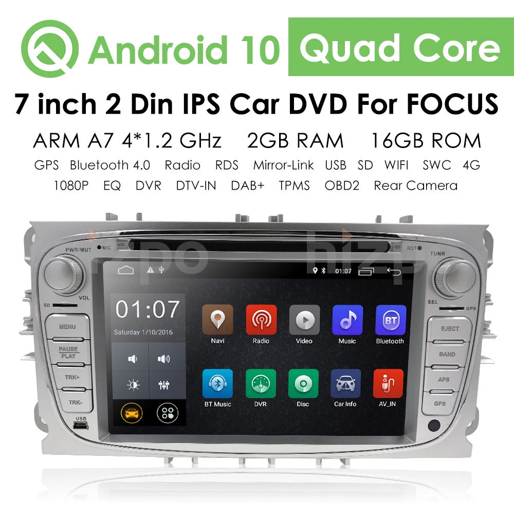 2 din DSP Android 10.0 Bil DVD Multimedia-Afspiller, GPS Navi Til Ford For Focus2 Mondeo Galaxy Wifi Audio Radio Stereo Head Unit 4G
