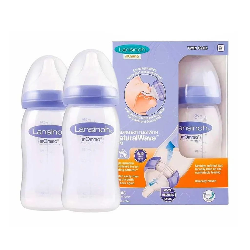 2 Stykker BPA Fri 240 ml Lansinoh Naturlige Bølge Baby Flaske Nyfødte, Fødsel, Spædbørns -, Sygepleje, Mælk, Vand Fodring, Sutter