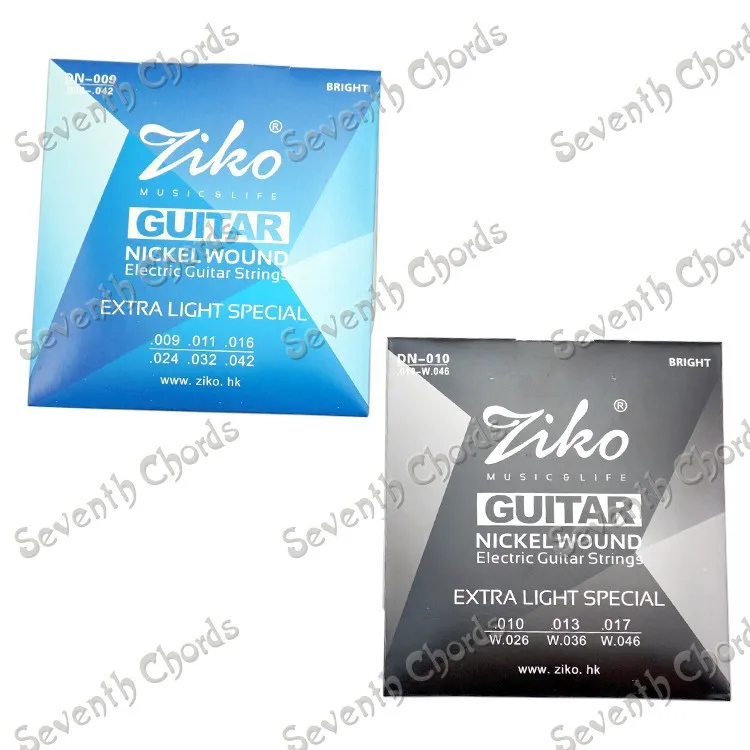 2 Sæt ZIKO Elektrisk Guitar Strings Nickel Wound Stål Strenge 1.-6 (009-042 & 010-046) Extra Light Special