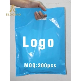 200 stk brugerdefineret shopping håndtag plastik pose/gave plast emballage pose til beklædning/trykt LOGO fremme taske