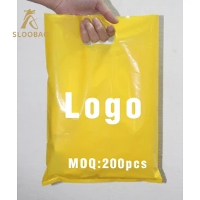 200 stk brugerdefineret shopping håndtag plastik pose/gave plast emballage pose til beklædning/trykt LOGO fremme taske