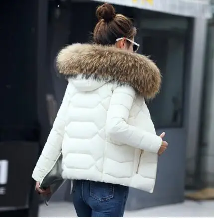 2017 stor størrelse 3Xl pels krave korte kvinder vinter jakke hooded varm dame frakke bomuld vatteret parka casacos de (v) inverno feminino