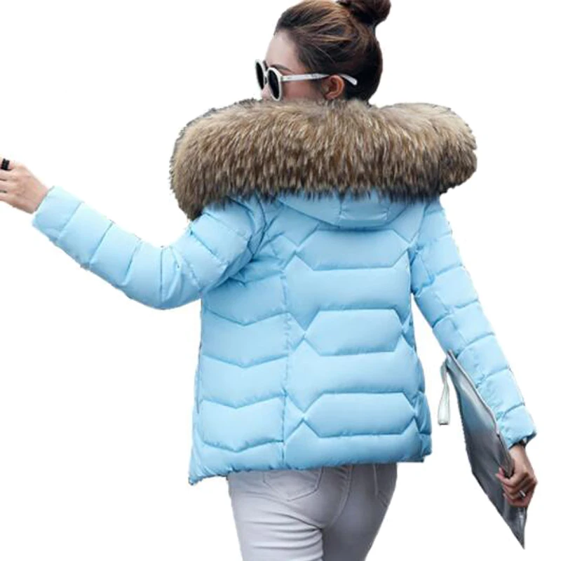 2017 stor størrelse 3Xl pels krave korte kvinder vinter jakke hooded varm dame frakke bomuld vatteret parka casacos de (v) inverno feminino
