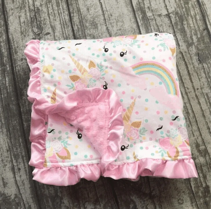 2018 nye baby unicorn blomstret tæppe i strik brusebad gave bomuld tæppe flamingo fjer baby super blød match autostol baldakin