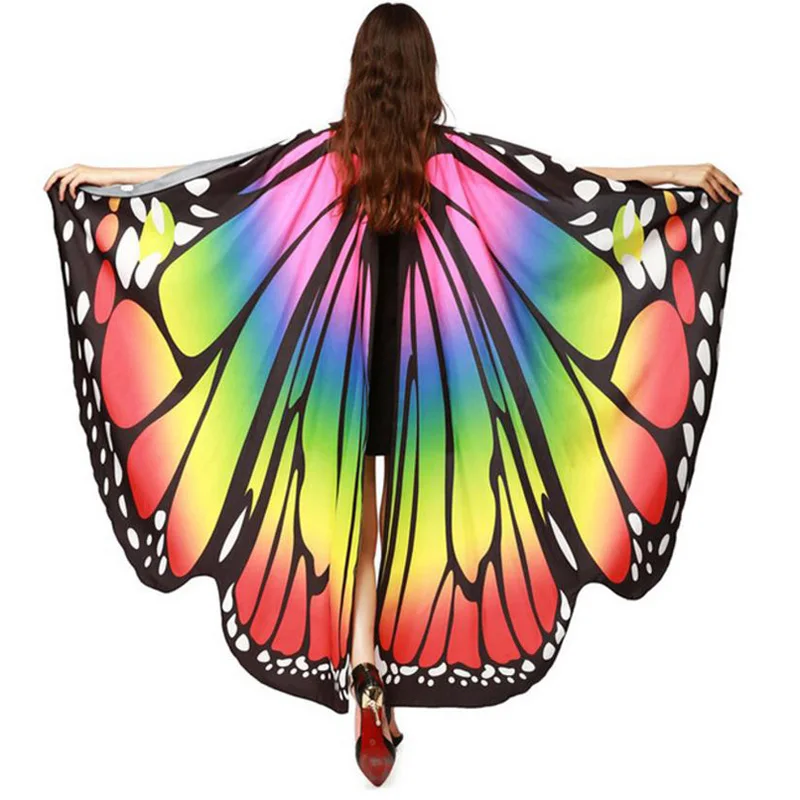 2019 HOT Kvinder Butterfly Wings Beach Kostume Kappe Sjal Pashmina Sjal Tørklæde Nymfe Poncho Kostume Tilbehør Ferie Kostumer