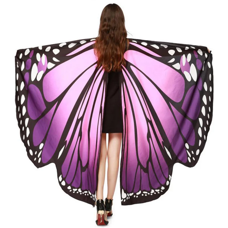2019 HOT Kvinder Butterfly Wings Beach Kostume Kappe Sjal Pashmina Sjal Tørklæde Nymfe Poncho Kostume Tilbehør Ferie Kostumer