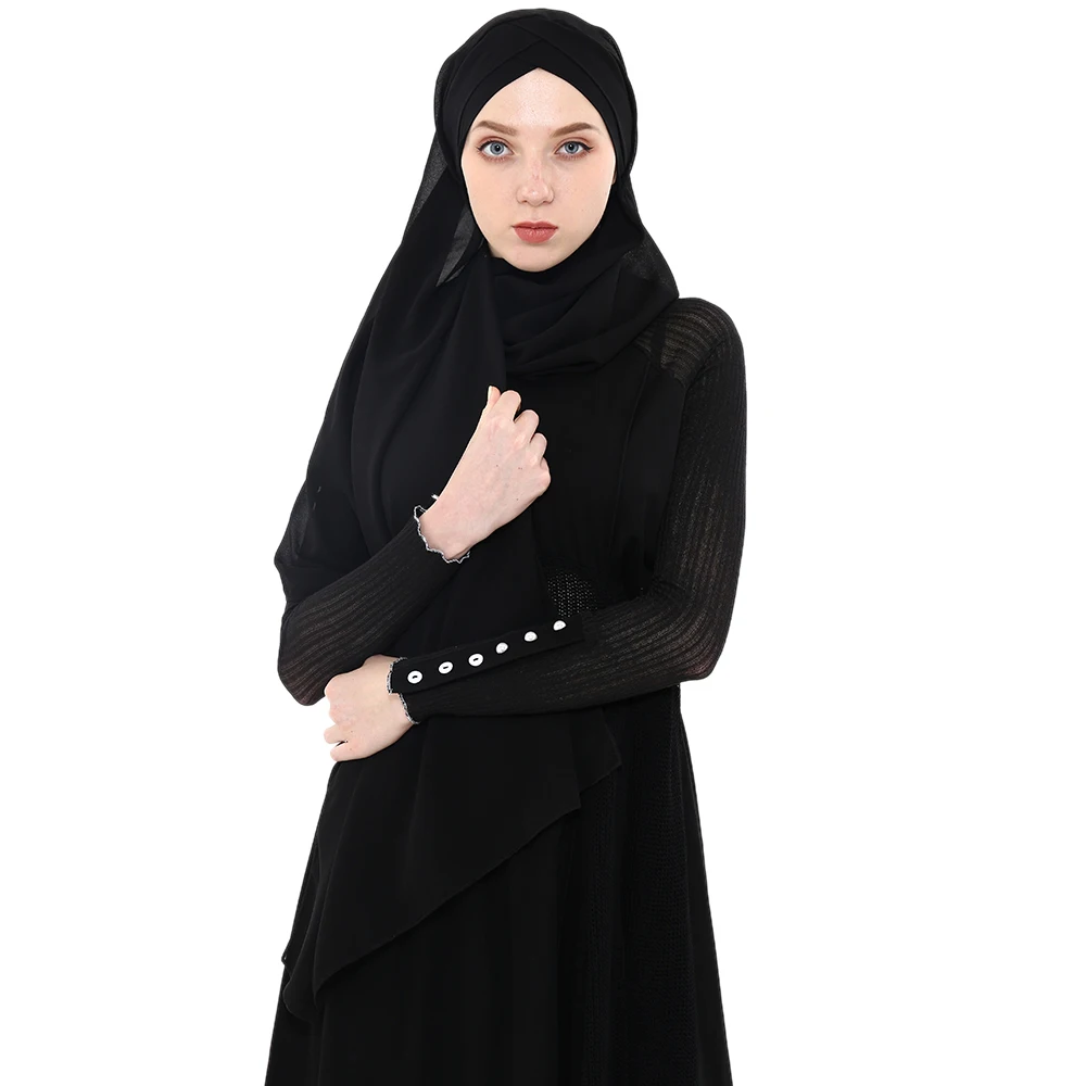 2019 muslimske kvinder chiffon instand hijab eller tørklæde femme musulman klar til at bære hijab chiffon tørklæde under cap tørklæde sommer