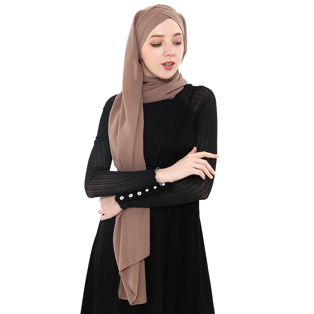 2019 muslimske kvinder chiffon instand hijab eller tørklæde femme musulman klar til at bære hijab chiffon tørklæde under cap tørklæde sommer