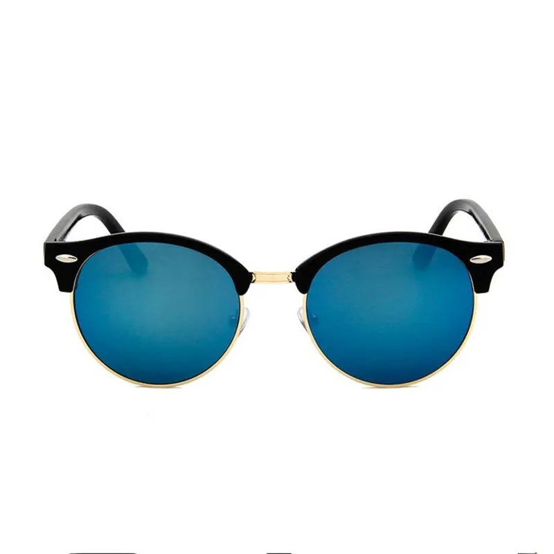 2019 Retro Solbriller Kvinder Mænd Classic Brand Designer Unisex Runde solbriller Halv Frame Nitte Farve Film Oculos UV400 Z335