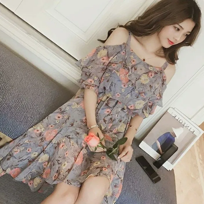 2019 sommer piger chiffon kjoler blomster børn teenage tøj studerende pige kjole