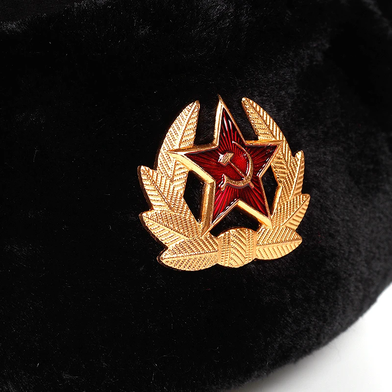 2019Warm i efteråret og vinteren Sovjetiske Hær Militære Badge Rusland Bombefly Hatte Pilot Trapper Aviator Caps